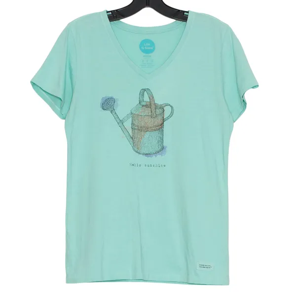 Life Is Good Top Hello Sunshine Cottage Academia Boho Minimalist Blue Size Small - Image 5