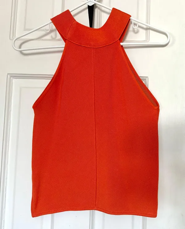 Orange Halter Neck Knit Top - Image 4