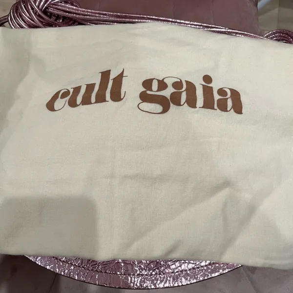 NWOT Cult Gaia Estrella metallic tote bag Cameo Pink - Image 12