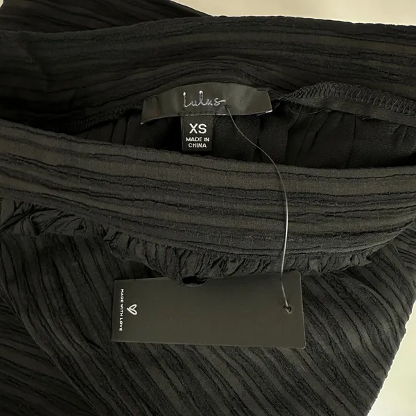 Lulus Midsummer Memories Black Mid-Rise Maxi Skirt Side Slit Plisse XS NWT - Image 8
