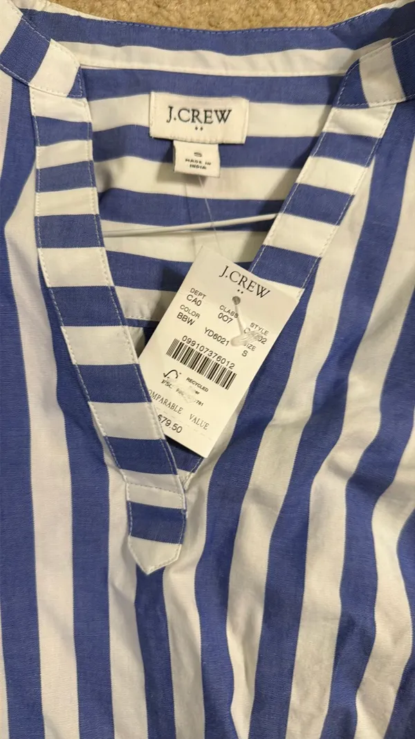 J Crew blue and white stripe blouse  - Image 2