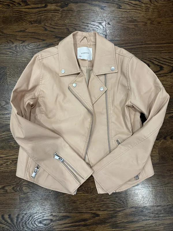 Anthropologie the Saige Women’s tan Faux Leather Moto Jacket - Image 4