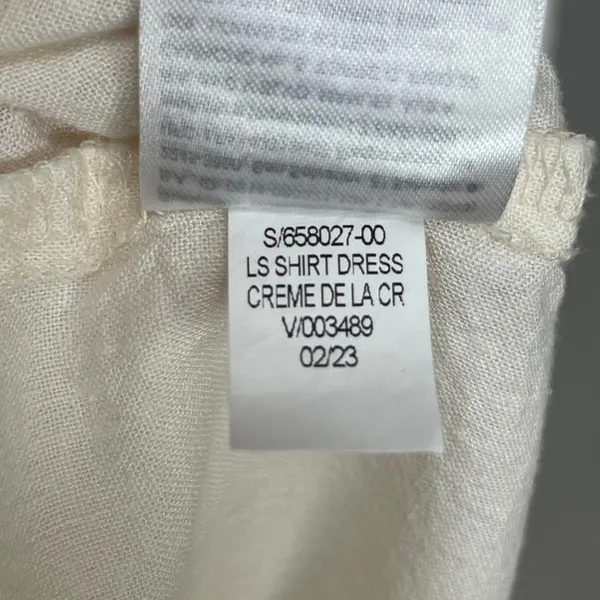 Old Navy Linen Blend Shirt Dress White Women Small Tall Long Sleeve Minimalist - Image 14