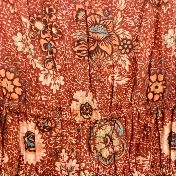 Ulla Johnson Juniper ruched floral 2022 mini dress in orange brown. Size 4 - Image 7