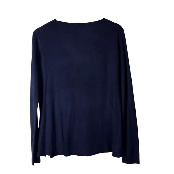 H&M Basic Navy Blue V-Neck Fine‎ Knit Pullover Sweater S - Image 2