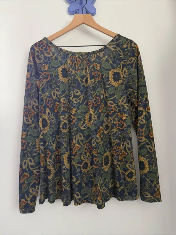 Natural Life Iris Top Long Sleeve Babydoll Relaxed Floral Boho Forest Fairy - Image 4