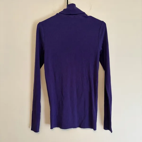 Ralph Lauren Purple Lightweight Turtleneck Long Sleeve Shirt Ribbed Preppy Large - Image 3