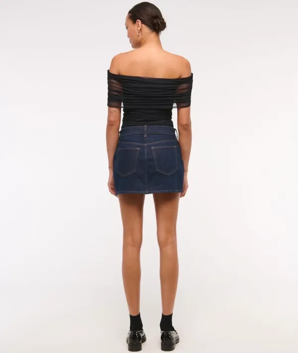 Abercrombie & Fitch Mesh Fold over Bodysuit in Black and Dot - Image 5