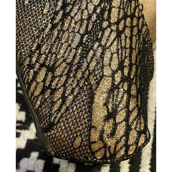 Charlotte Russe Gold Sparkle Fishnet Heels  - Image 13