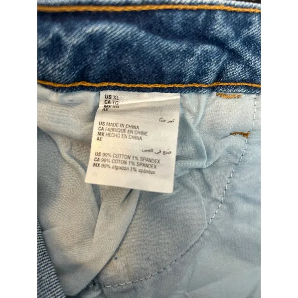 And Now This Denim Mini Skirt XL Blue Raw Hem - Image 5