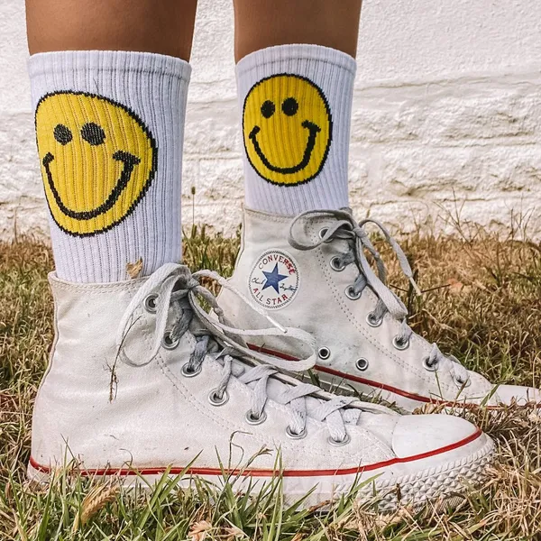 White Smiley Face Socks - Image 3