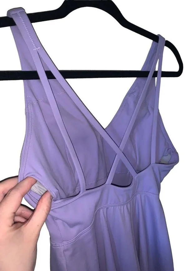 Unbranded purple athletic strappy cross back mini tennis dress - Image 3