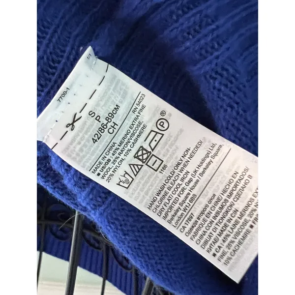 Banana Republic Filpucci Blue Italian V Neck‎ Back Button Sweater S Merino Wool - Image 4