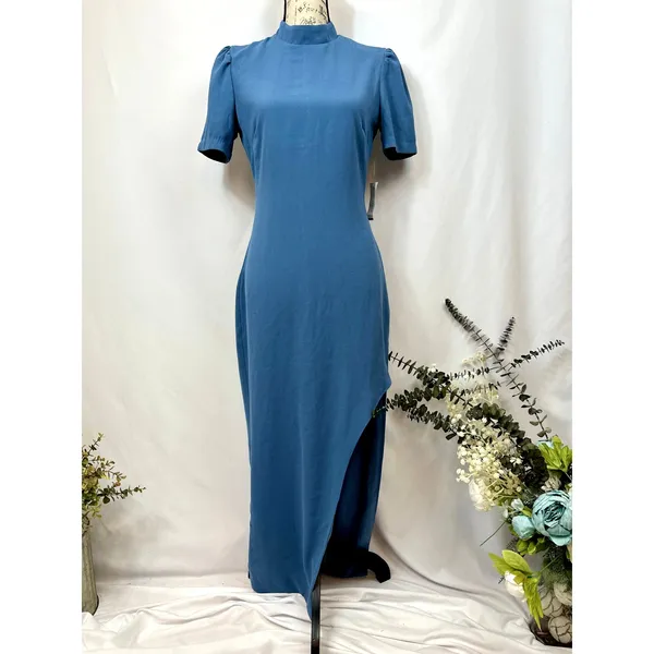 Alexia Admor Dixie Mockneck Maxi Sheath Dress in Denim Blue 4 - Image 3