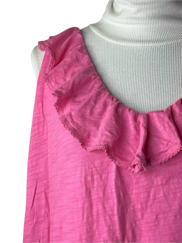 Ralph Lauren sleeveless dress ruffle pink midi size 2X 100% cotton - Image 3