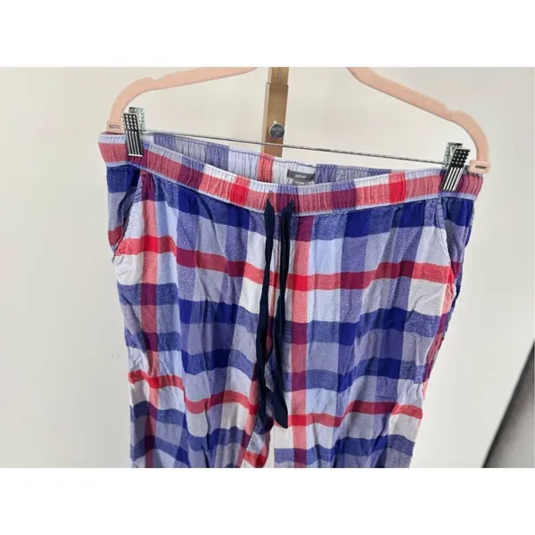 Aerie Plaid Pajama Pants Long Tall Size L Blue Red Plaid - Image 5