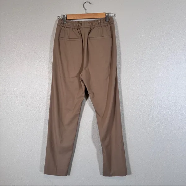 Zara Tan Straight Leg Drawstring Trouser Dress Pants Women’s S Casual Pull On - Image 9