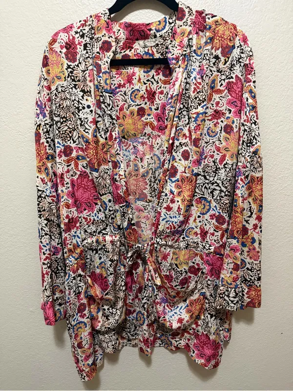 Intimately Free People Slinkin Floral Kimono Robe Wrap Cover Up Medium - Image 3