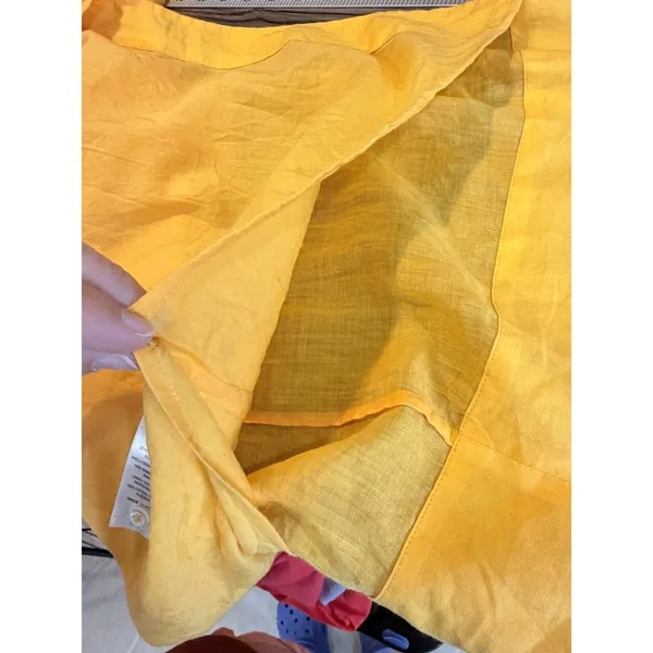 Frame Yellow Kumquat Ramie Double-Lined Long Sleeve V-Neck Kaftan Maxi Dress‎ M - Image 11