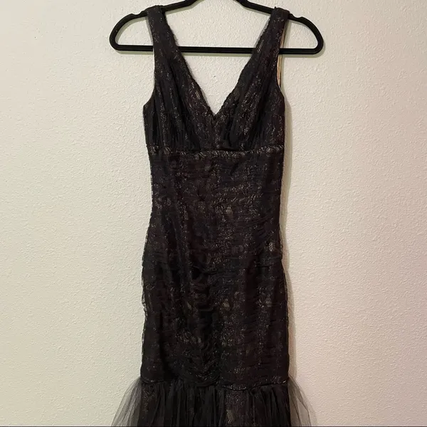 Monique Lhuillier Black Lace Sleeveless Mermaid Dress Formal Womens 0 Whimsigoth - Image 6