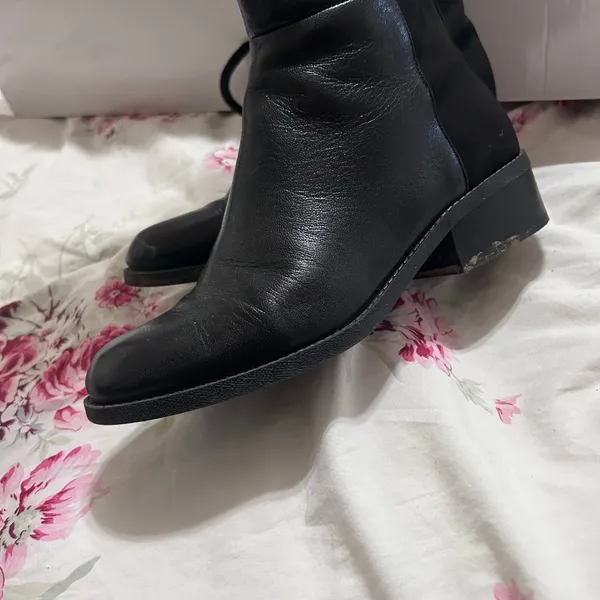Nine West Black Leather Riding Boots - Image 3