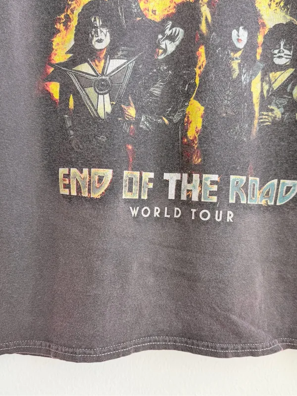 KISS End of the Road World Tour Distressed Off-the-Shoulder Graphic T-Shirt - Image 9