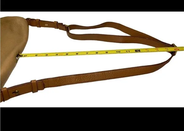 Fossil Crossbody Satchel Tan Brown Pebbled Leather multi pocket - Image 15