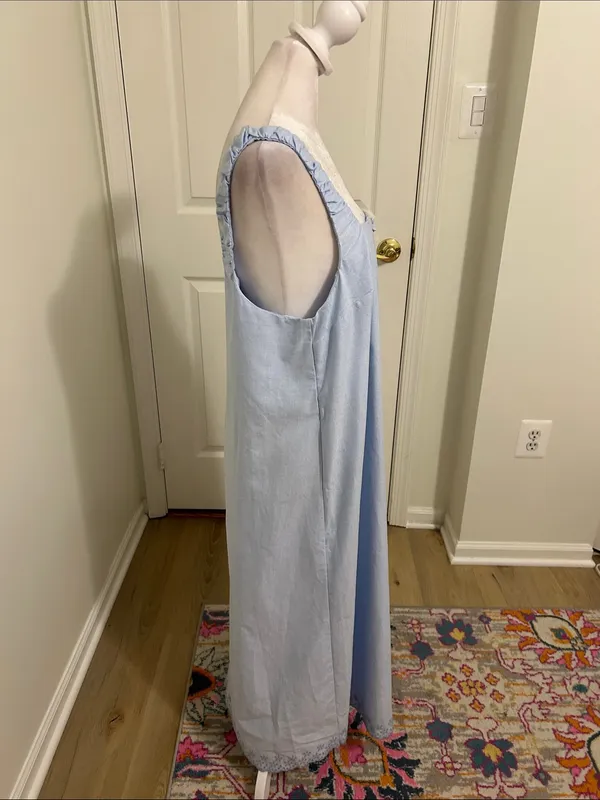 Djerf Avenue Breezy Embroidered Dress Blue Size Medium 100% Orangic Cotton - Image 10