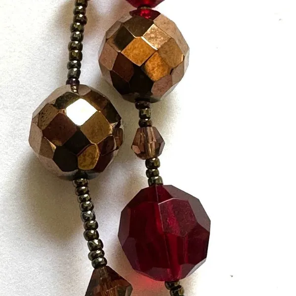 Lia Sophia red beaded double stranded pendant necklace - Image 8