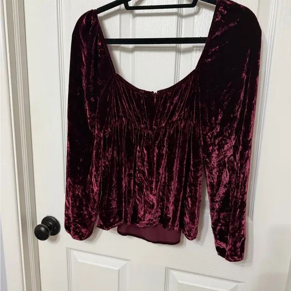 Reformation Roy Burgundy Velvet Silk Blend‎ Top size 6 - Image 6