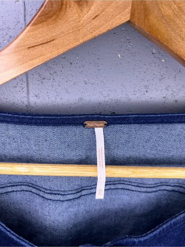 Free People Dark Blue Denim Button Tank - Image 5
