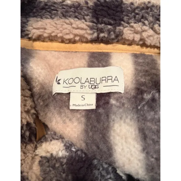 Koolaburra by UGG Women Plaid Sherpa Fleece Quarter Zip Pullover Tan A458762 - Image 4