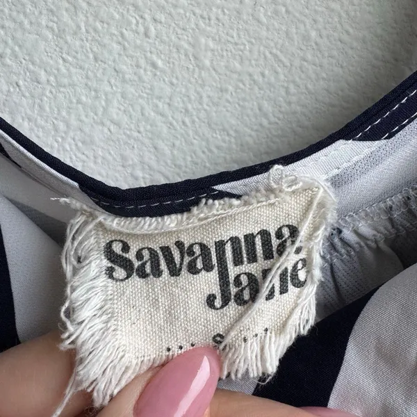 Anthropologie Savanna Jane Babydoll Top Women’s Small Striped Long Sleeve Boho - Image 3