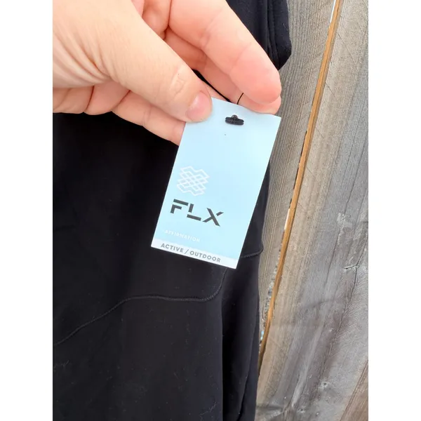 FLX $55 NEW Women's Affirmation Strappy Flounce Active Wear Dress in Black Lg - Image 4