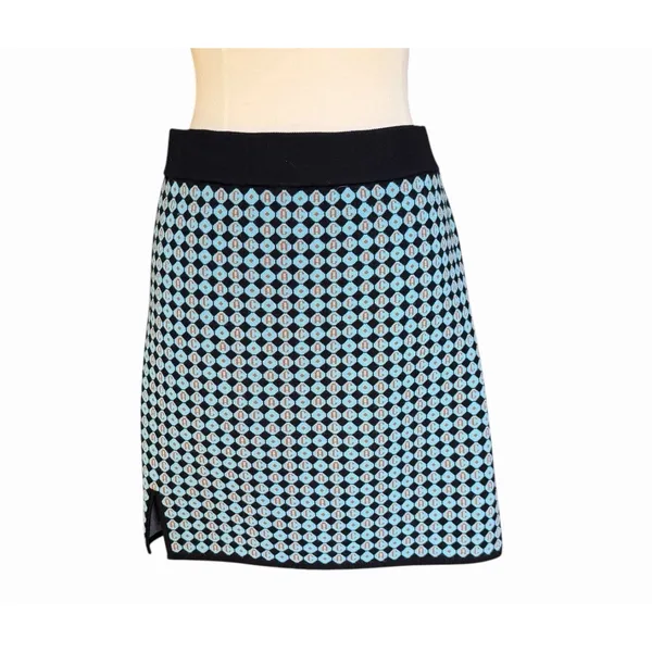 Alexa Chung for Opening Ceremony Blue Black Orange Geometric Print Mini Skirt - Image 2