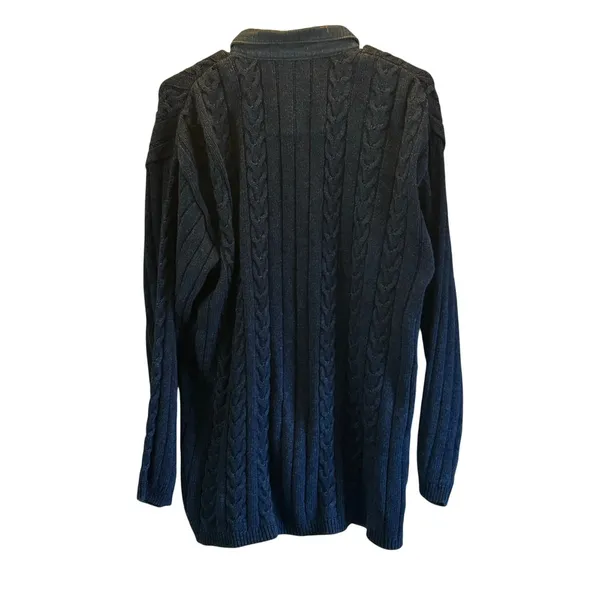 Blue Willis vintage blue denim heavy cable knit Shacket Medium cardigan academia - Image 3