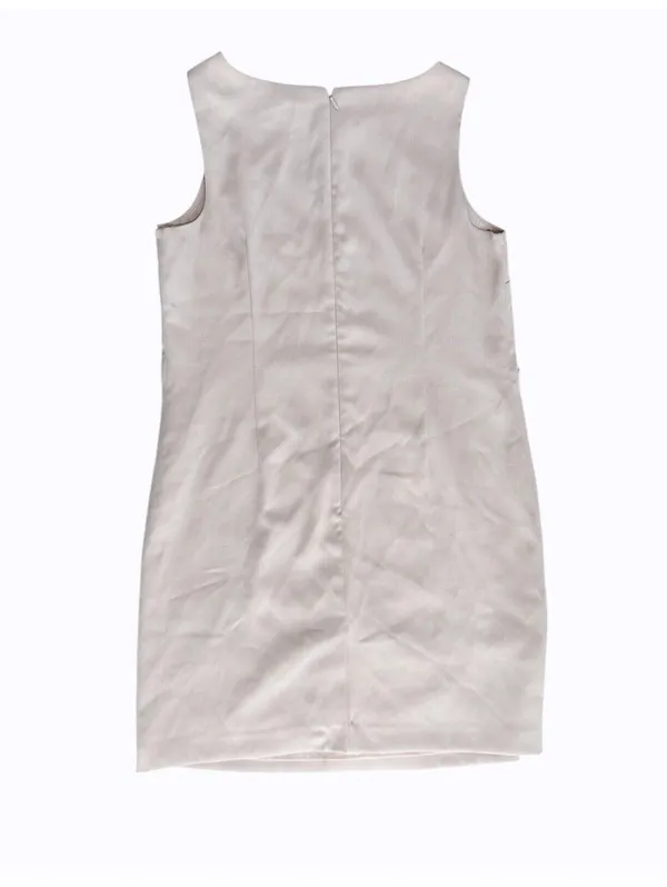 (RFB1) Ann Taylor Women's Beige Jeweled Sleeveless Shift Dress Size 12 Spring - Image 3