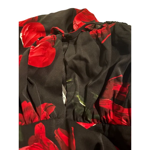 Boohoo Dress 16 Milkmaid Balloon Sleeve Romantic Dark‎ Florals Gothic Victorian - Image 6