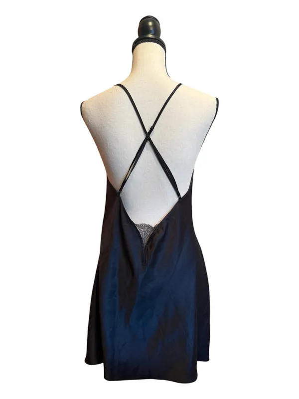 Victoria’s Secret Lace Trim Black Slip Dress sheer lingerie adjustable straps M - Image 5