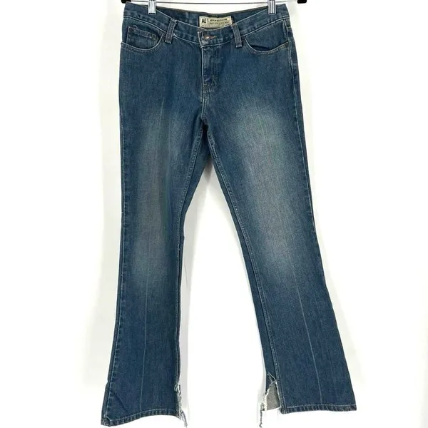 Vintage Y2K American Eagle Outfitters Women's Bootcut Jeans Blue Denim‎ Size 4 - Image 3