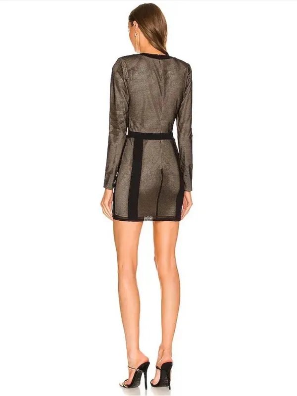 Michael Costello x REVOLVE Tallie Mini Dress in Black - Image 3