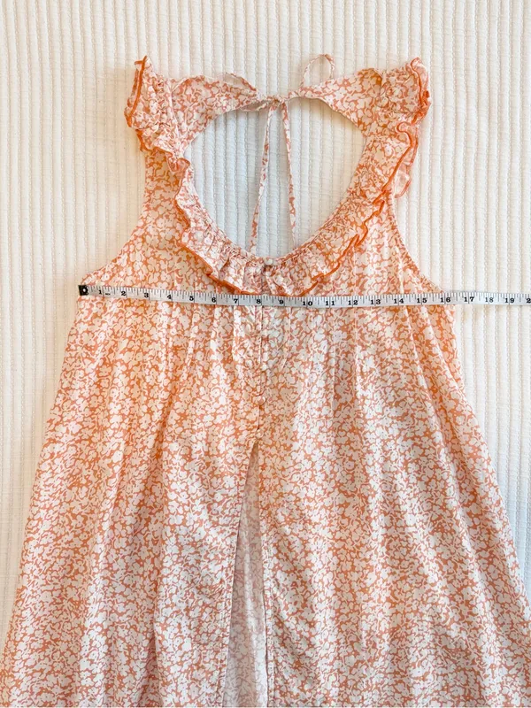 Anthropologie Sleeveless Ruffle Nap Dress in Orange Cottagecore Floral - Image 7