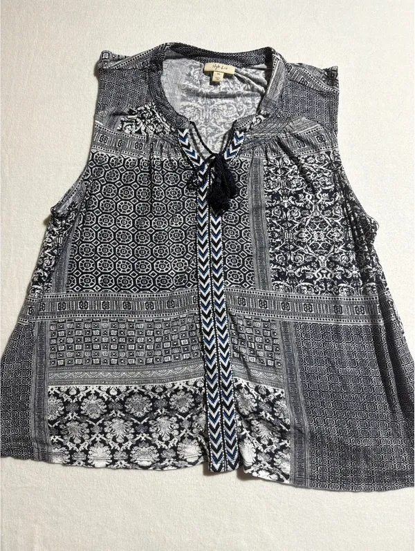 Style & Co Women's Sleeveless Patchwork Print Blouse XXL - Image 2
