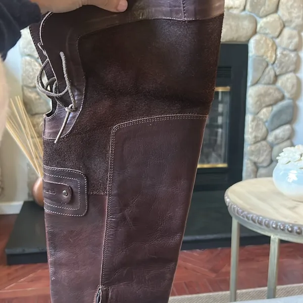 Diesel Style Lab Brown Leather Over The Knee Heeled Boots Size 40 - Image 6