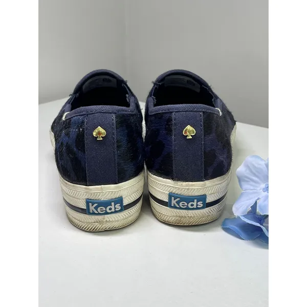 Keds x Kate Spade‎ Triple Decker Leopard Calf Hair Sneakers Navy WH59826 6.5 - Image 2