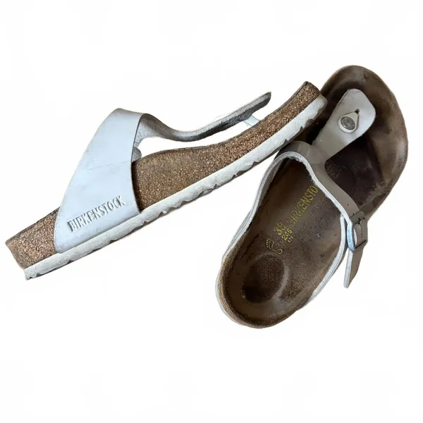 Birkenstock Gizeh Sandals Leather Thong White EU Size 38 Women 7 L7 M5 - Image 6