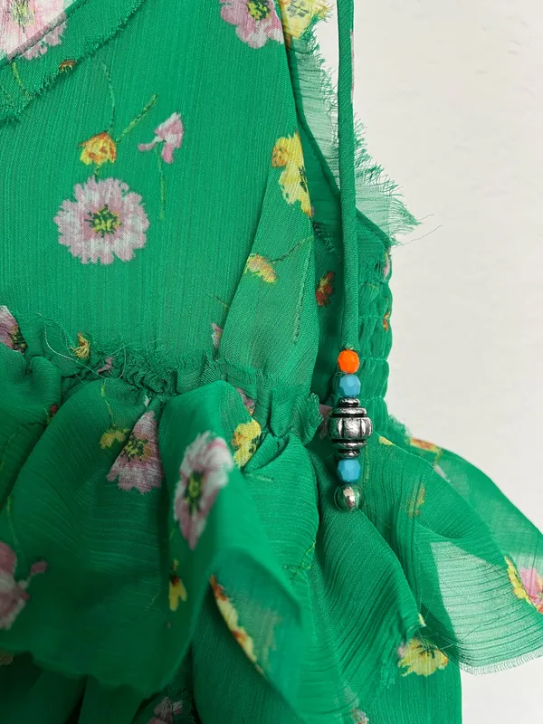 Floral summer dress short Green - Image 3
