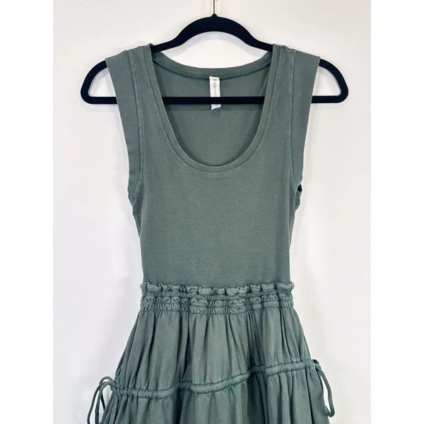 Anthropologie Daily Practice Mini Dress Green Bubble Ribbed Tank Stretch 2XS XXS - Image 7