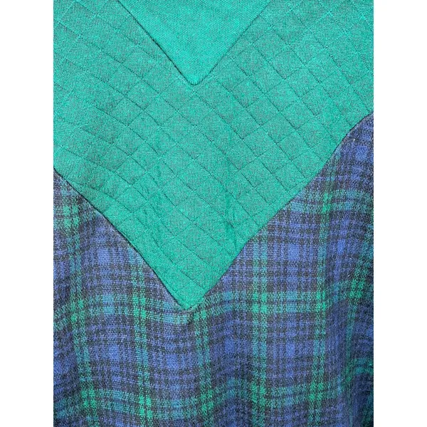 sweatshirt plaid chevron quilted green navy shoulder pads 1980s - Image 4