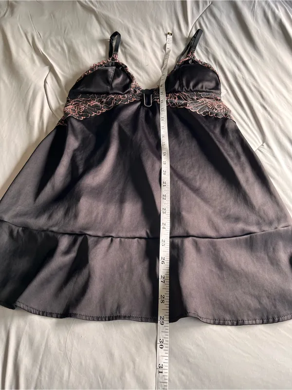SEXY Satin & Lace Silky Black Lingerie Sleep Dress Auden Women’s Slip Sz S NWT - Image 7